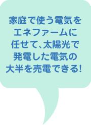 家庭で使う電気をエネファームに任せて、太陽光で発電した電気の大半を売電できる！